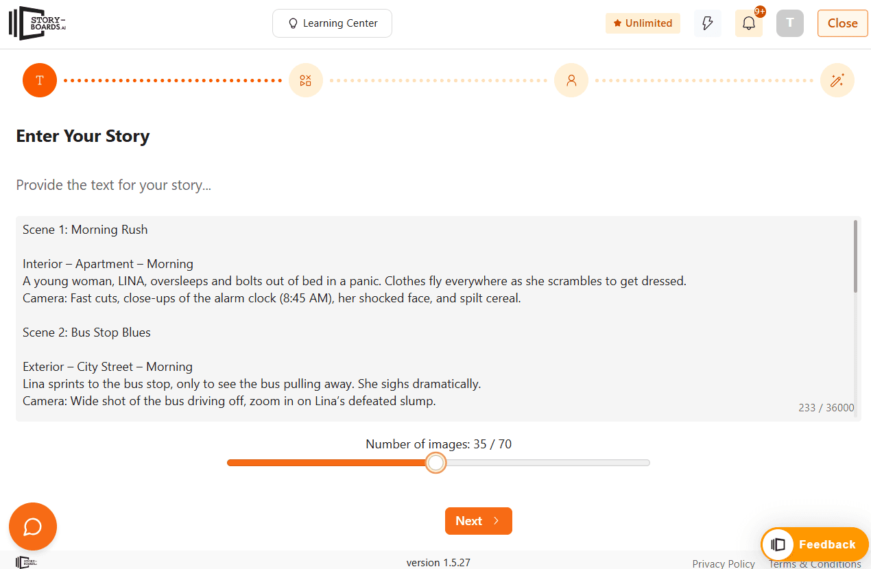 Prompt Storyboards AI